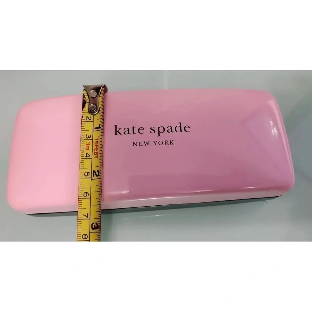 Kate Spade New York Pink/Green CLAMSHELL Sunglass Case+Cleaning Cloth
